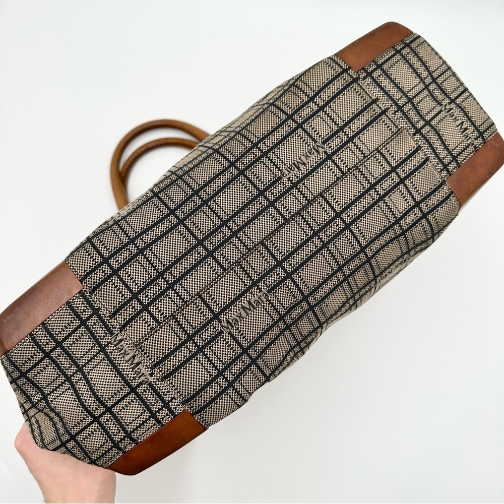 MaxMara Canvas/Leather Monogram Plaid Tote Handbag - Picture 6 of 12